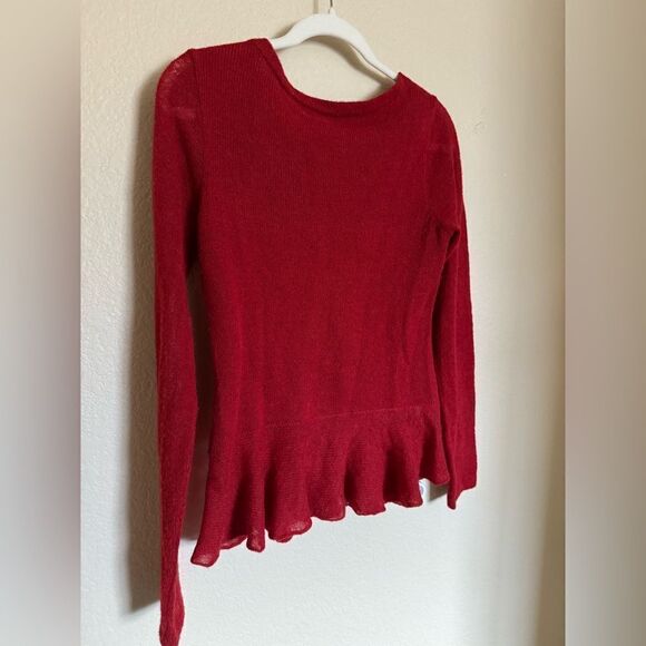 Peruvian Connection alpaca audley sweater size small in red peplum bottom - Picture 2 of 4